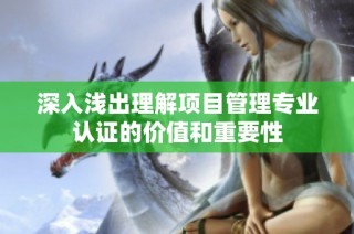 深入浅出理解项目管理专业认证的价值和重要性