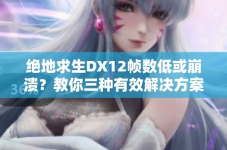 绝地求生DX12帧数低或崩溃？教你三种有效解决方案