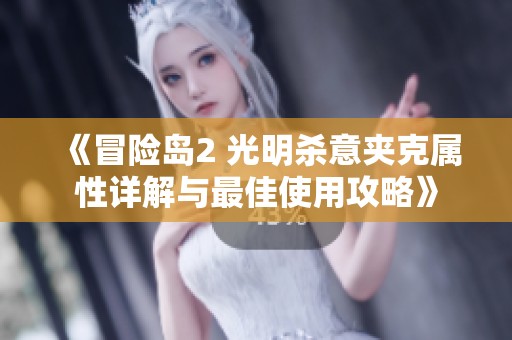 《冒险岛2 光明杀意夹克属性详解与最佳使用攻略》