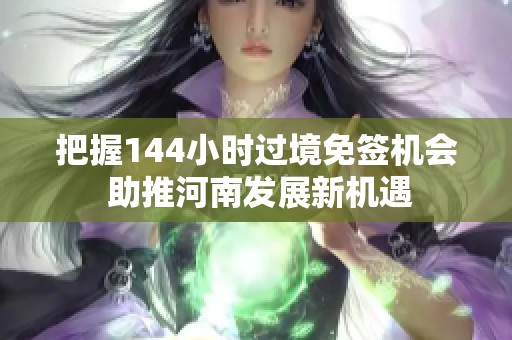 把握144小时过境免签机会 助推河南发展新机遇